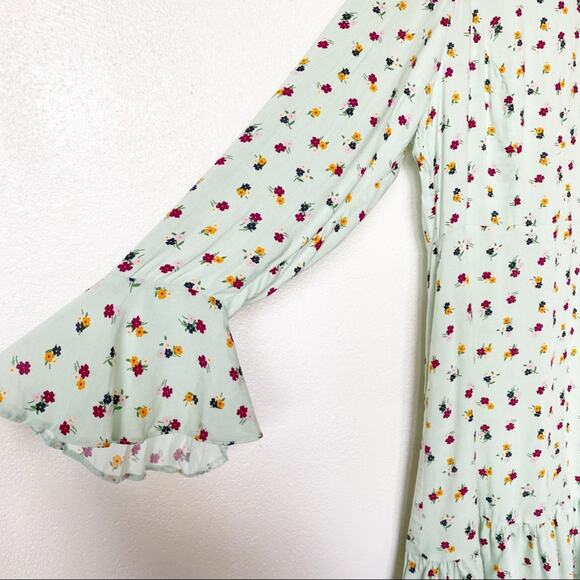 ASOS Fluted Long Sleeve Ruffle Hem Mini Dress Size 14 - Picture 6 of 16